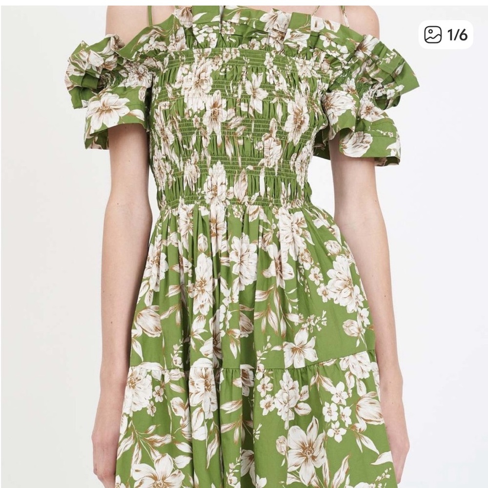 Floral Green Off-Shoulder Dress